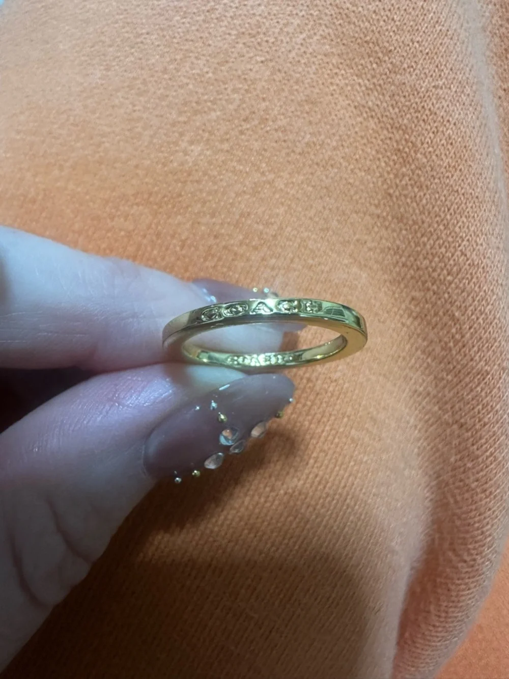 Coach Gold Tone Signature Slim Bangle Ring